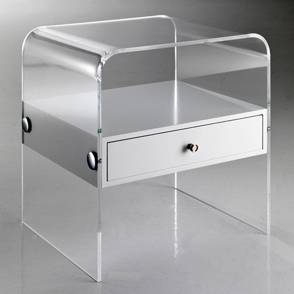Comodino moderno Almada in plexiglass trasparente
