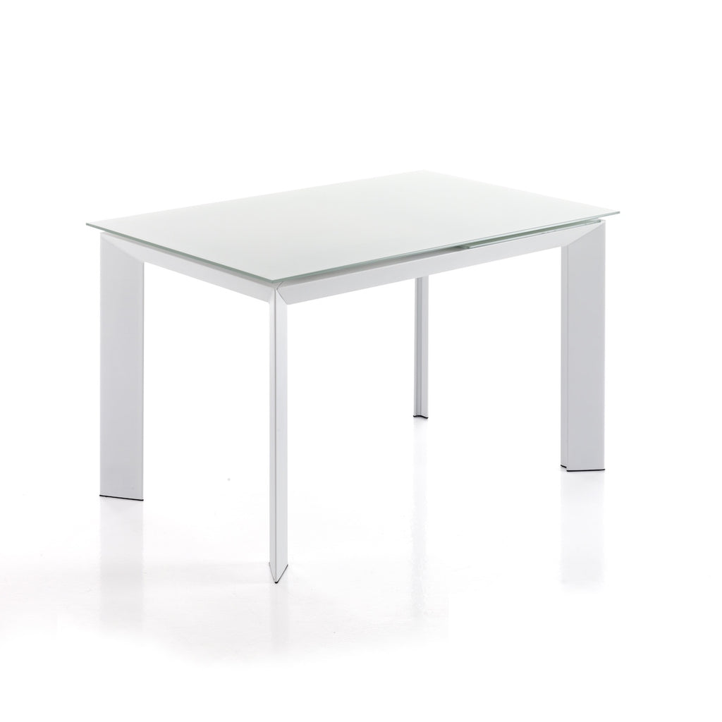 Tavolo allungabile moderno in metallo e vetro Riddal White