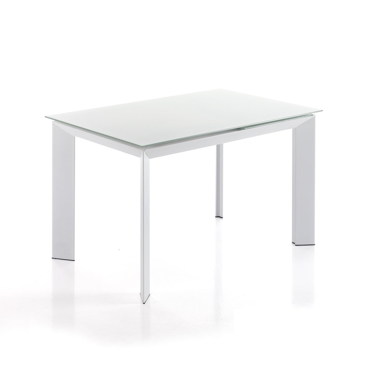 Tavolo allungabile moderno in metallo e vetro Riddal White