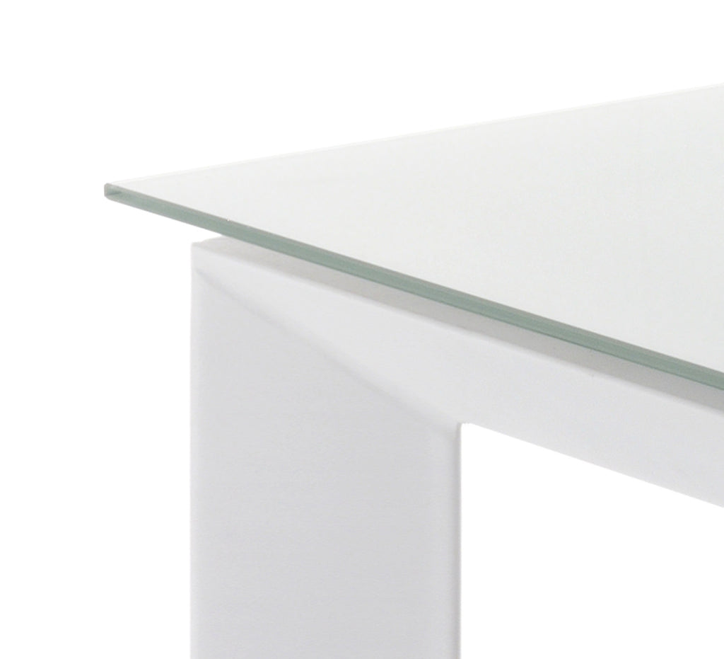 Tavolo allungabile moderno in metallo e vetro Riddal White