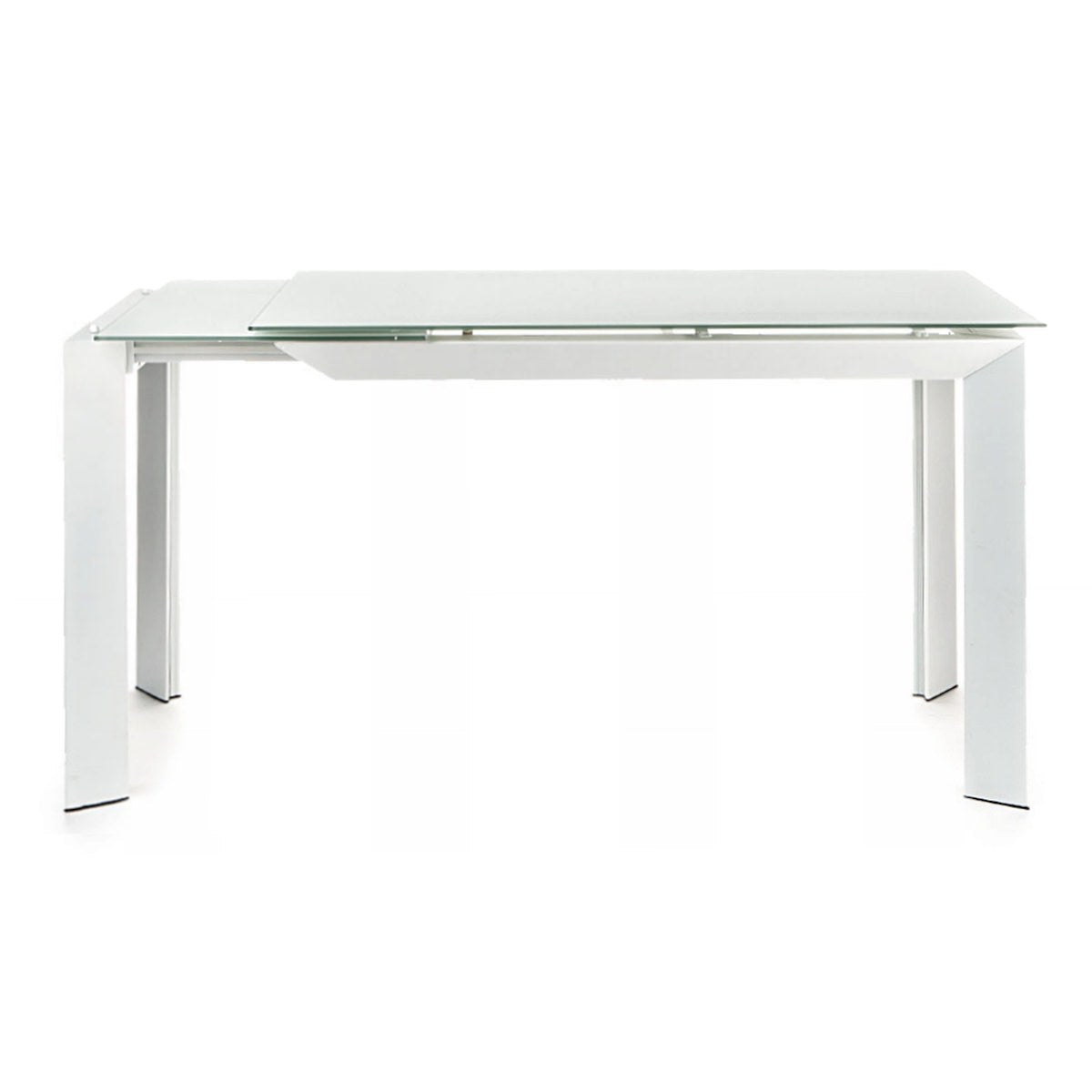 Tavolo allungabile moderno in metallo e vetro Riddal White
