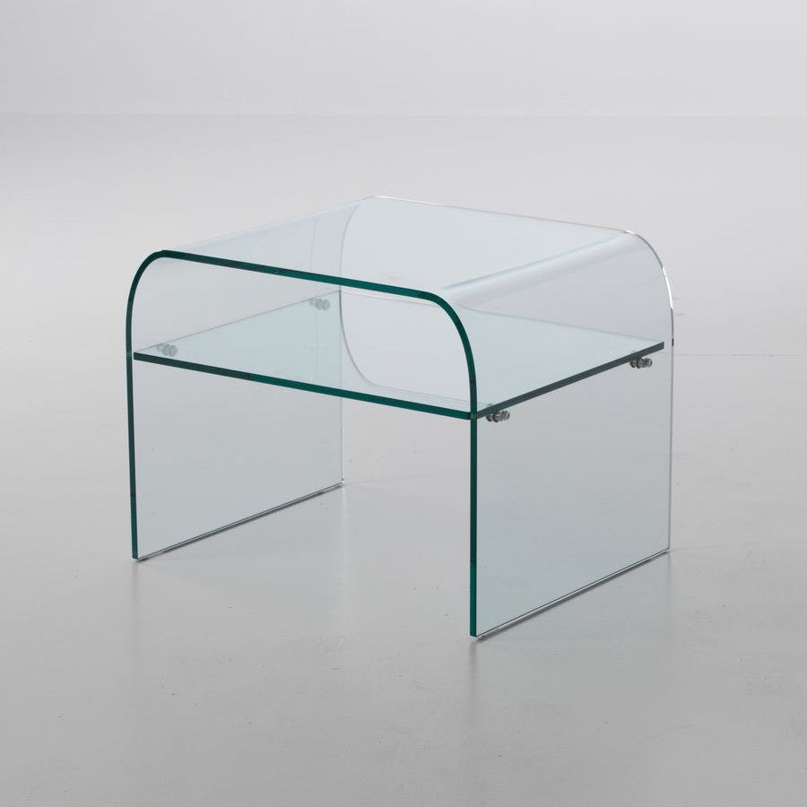 Comodino in vetro curvato temperato Ruben