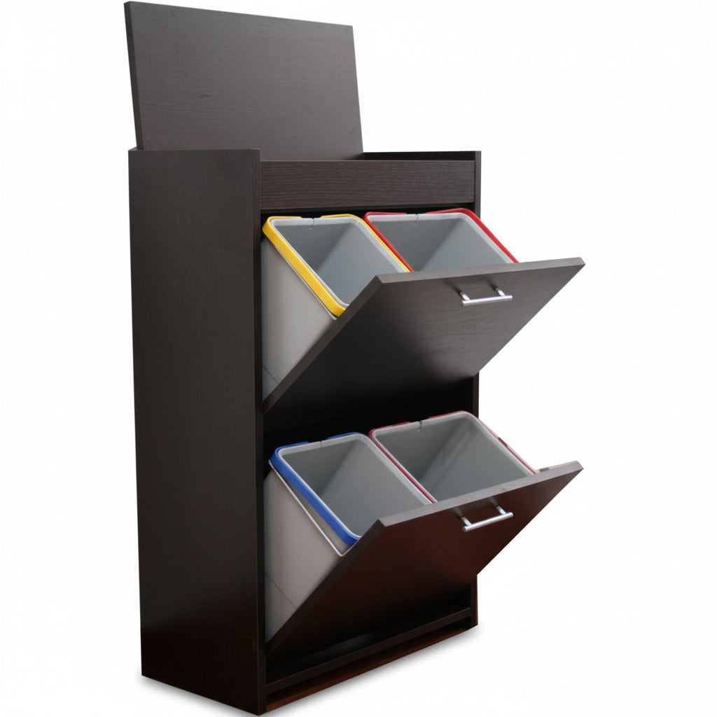 Mobile raccolta differenziata Gea in legno 4 secchi