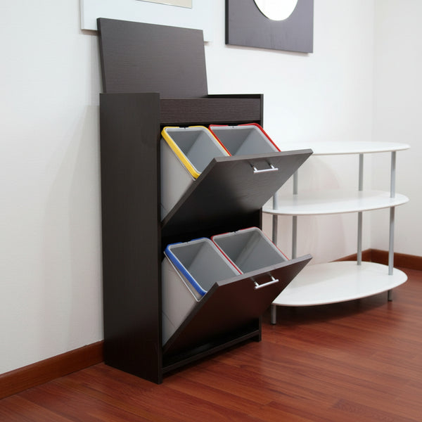 Mobile raccolta differenziata Gea in legno 4 secchi