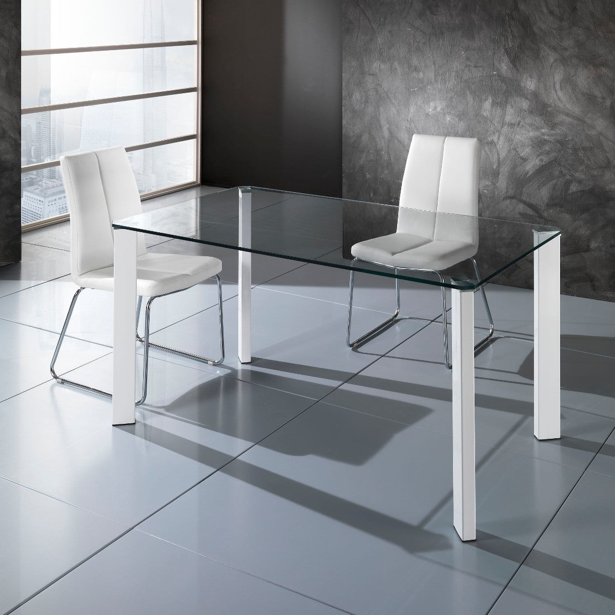 Tavolo scrivania vetro Roxanne per ufficio 140x80cm