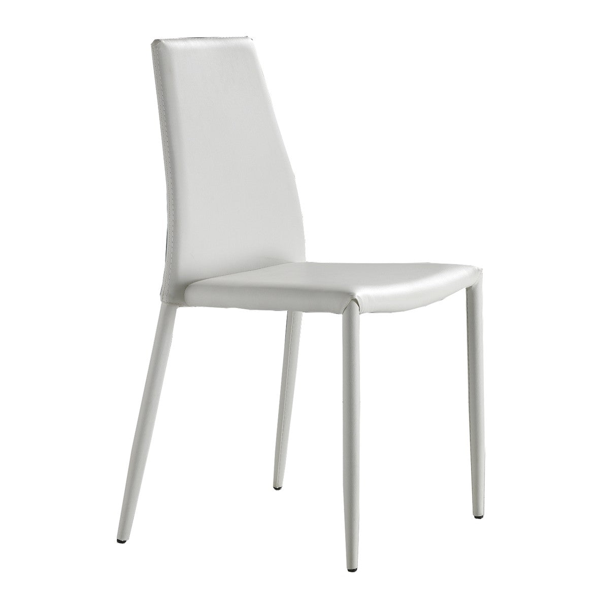 Set 4 sedie impilabili in metallo ed ecopelle Nimes White