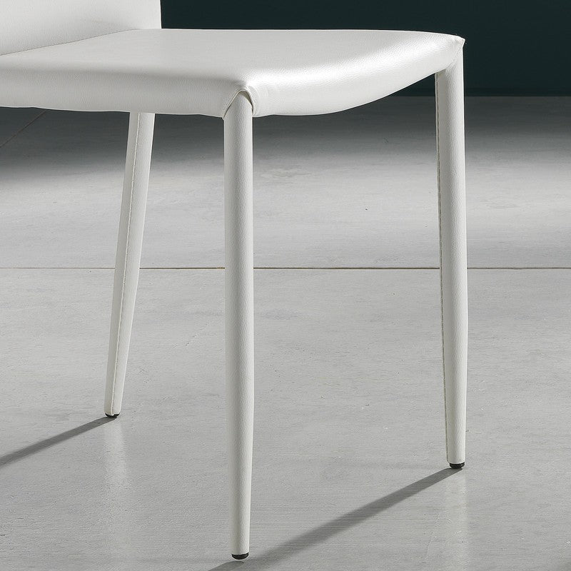 Set 4 sedie impilabili in metallo ed ecopelle Nimes White