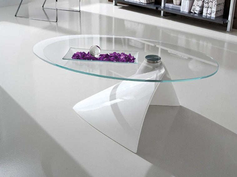 Tavolino in vetro da soggiorno ellittico 100 x 55 cm Dalvin