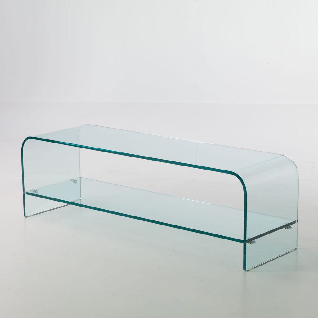 Tavolino porta TV in vetro curvato Katie
