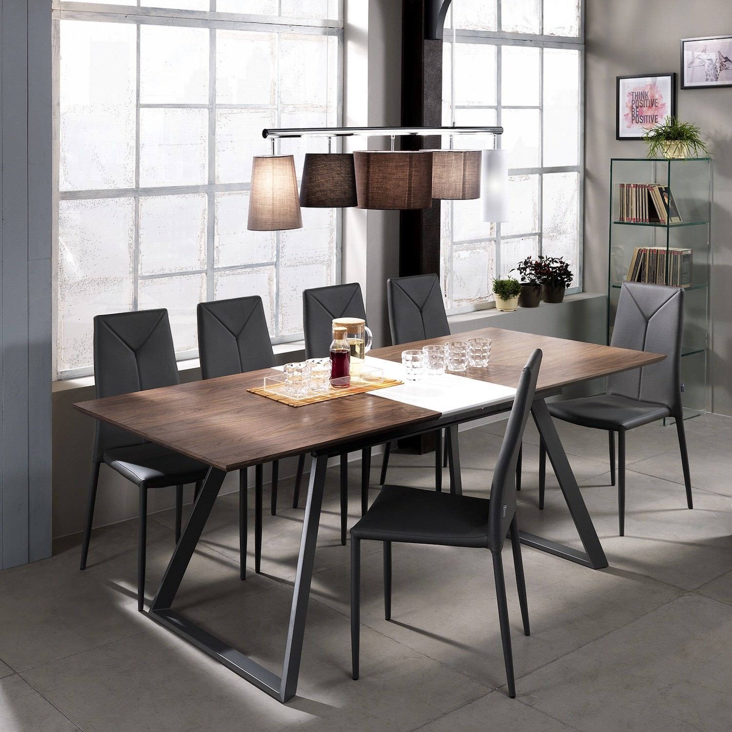 Set 4 sedie da cucina moderne impilabili Atalia Grey