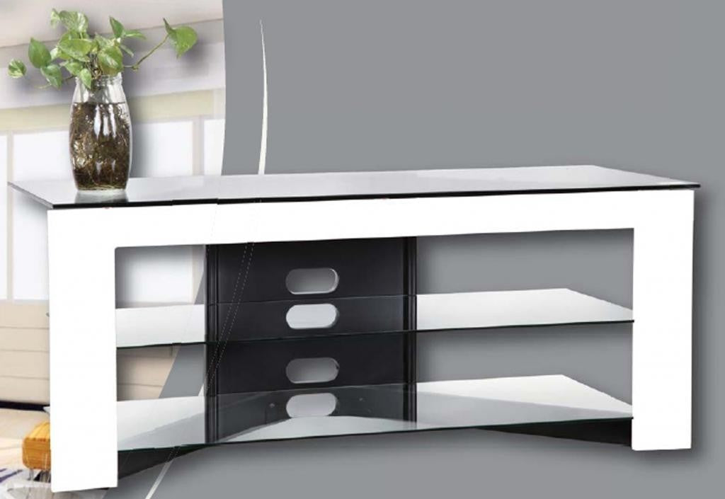 Mobile porta TV design Trix in legno bianco e vetro