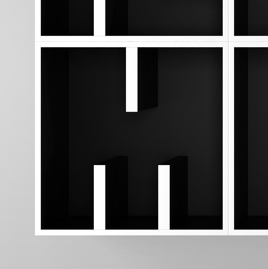 Libreria a cubi da parete con lettere alfabeto ABC READ MORE