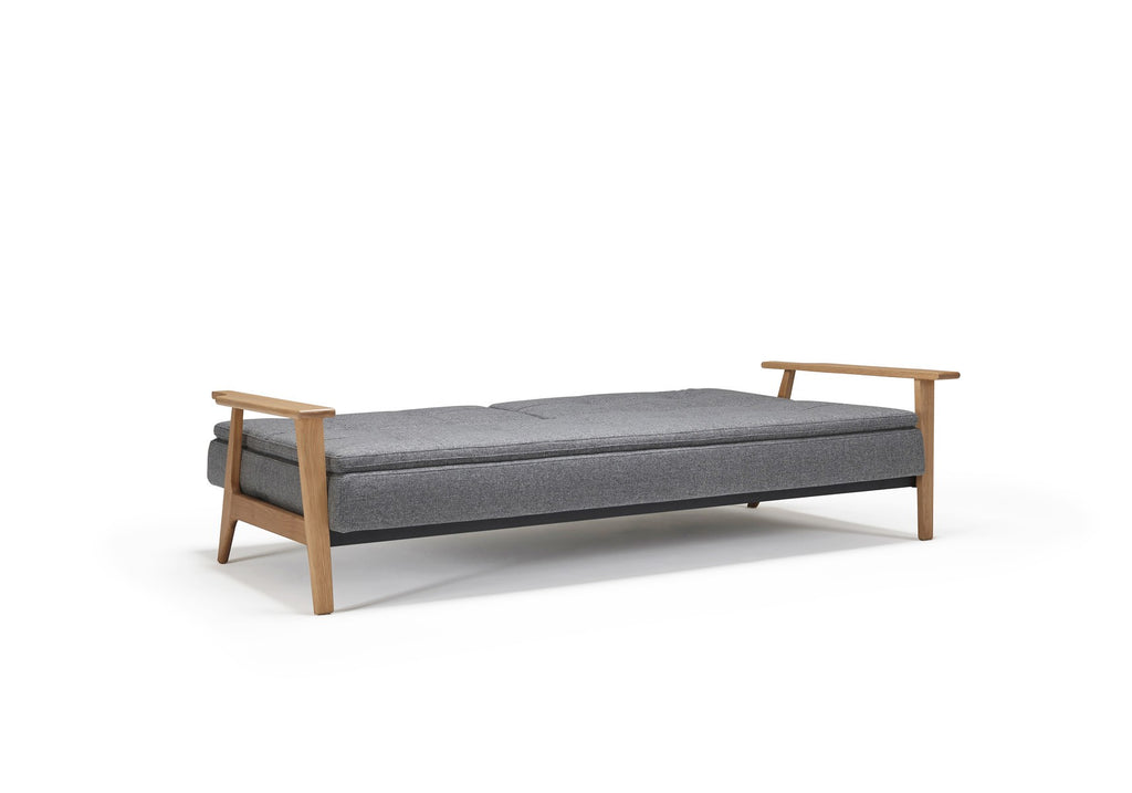 Divano letto comodo con braccioli in legno Dublexo Frej