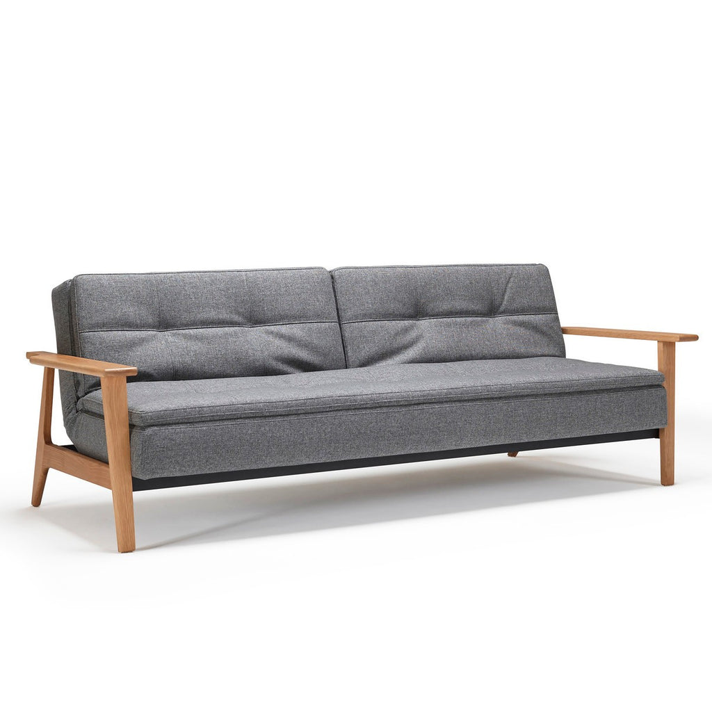 Divano letto comodo con braccioli in legno Dublexo Frej