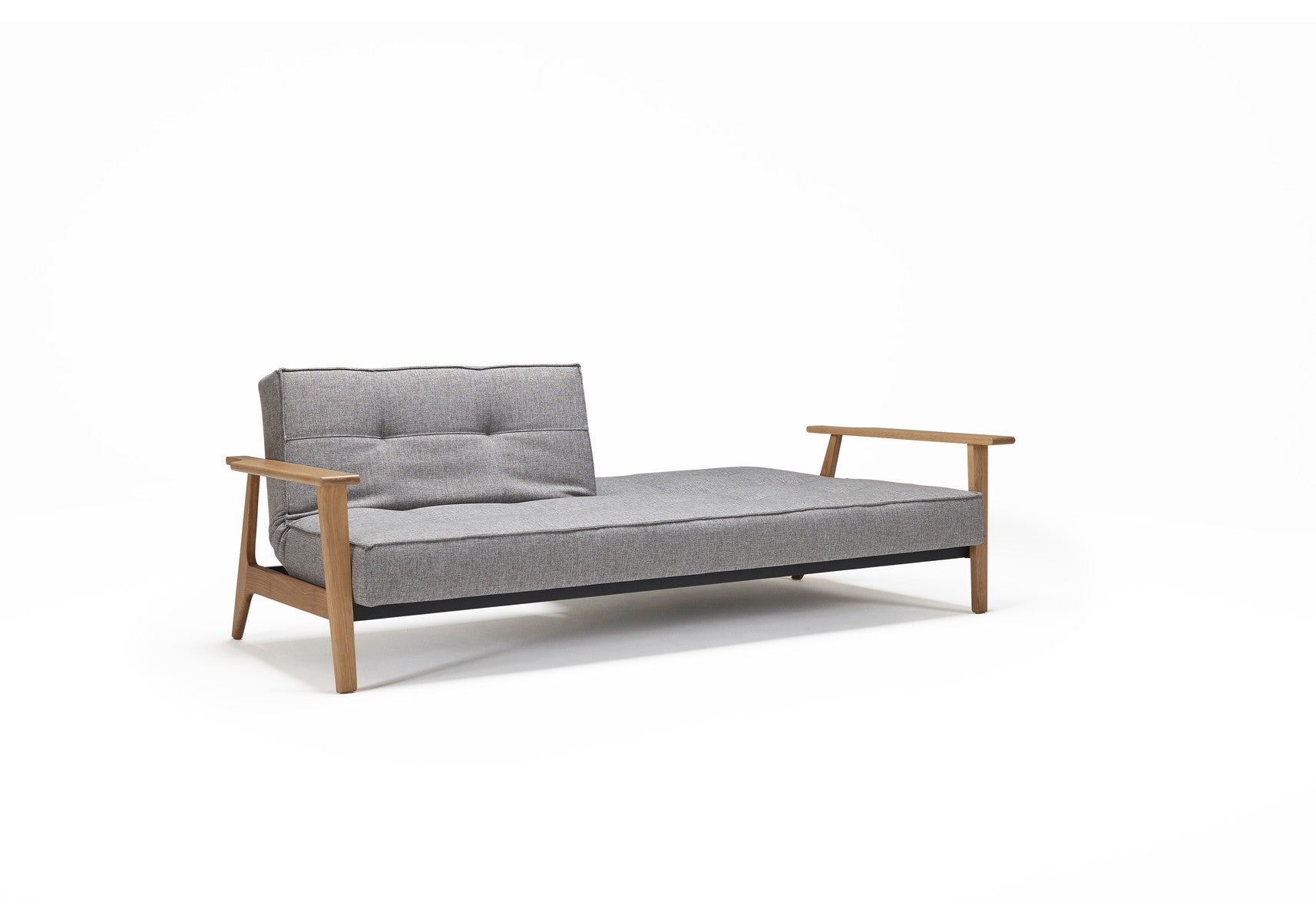 Divano letto con braccioli in legno e materasso a molle SplitBack Frej - 521 Mixed Dance Grey