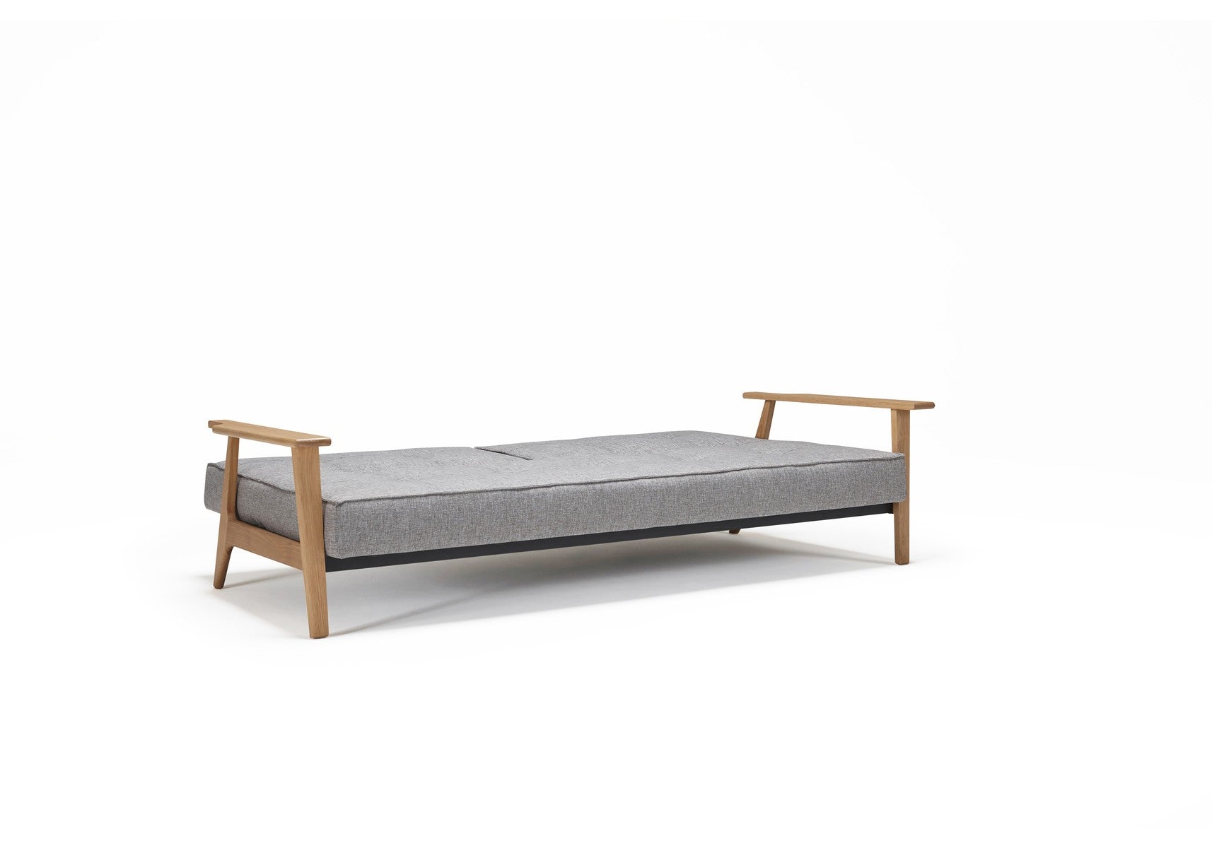 Divano letto con braccioli in legno e materasso a molle SplitBack Frej - 521 Mixed Dance Grey