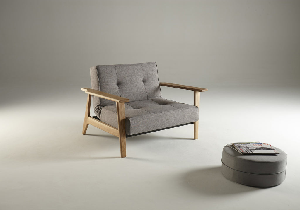 Poltrona design scandinavo in tessuto o velluto SplitBack Frej - 521 Mixed Dance Grey