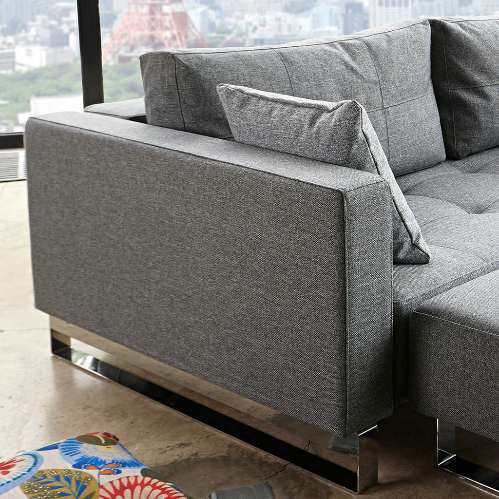 Divano letto matrimoniale con braccioli materasso a molle Cassius