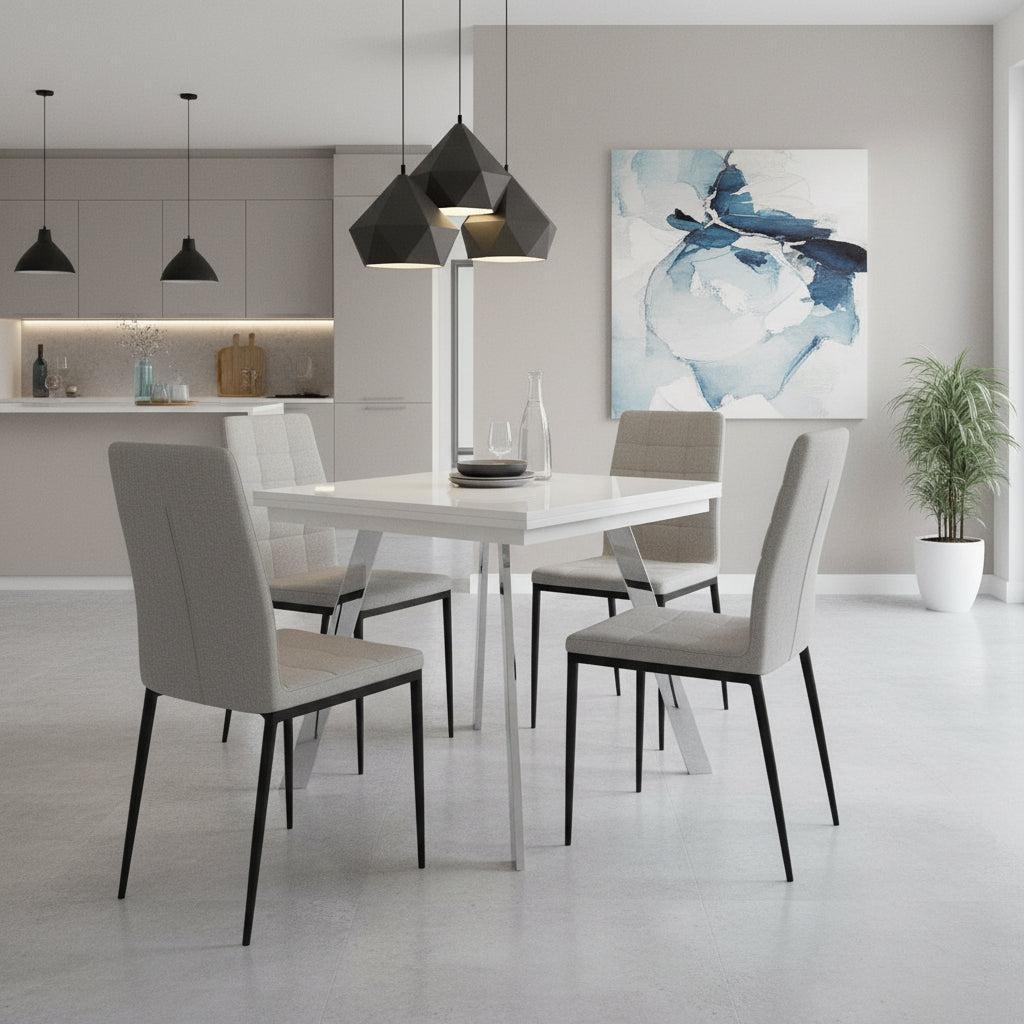 Tavolo quadrato allungabile a libro con gambe in metallo e piano in MDF fino a 170 cm Dabol