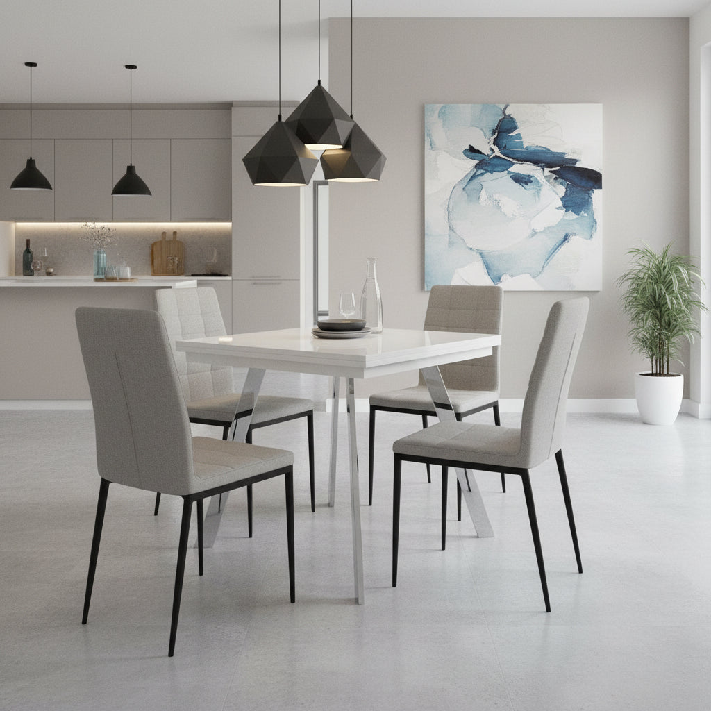 Tavolo quadrato allungabile a libro con gambe in metallo e piano in MDF fino a 170 cm Dabol