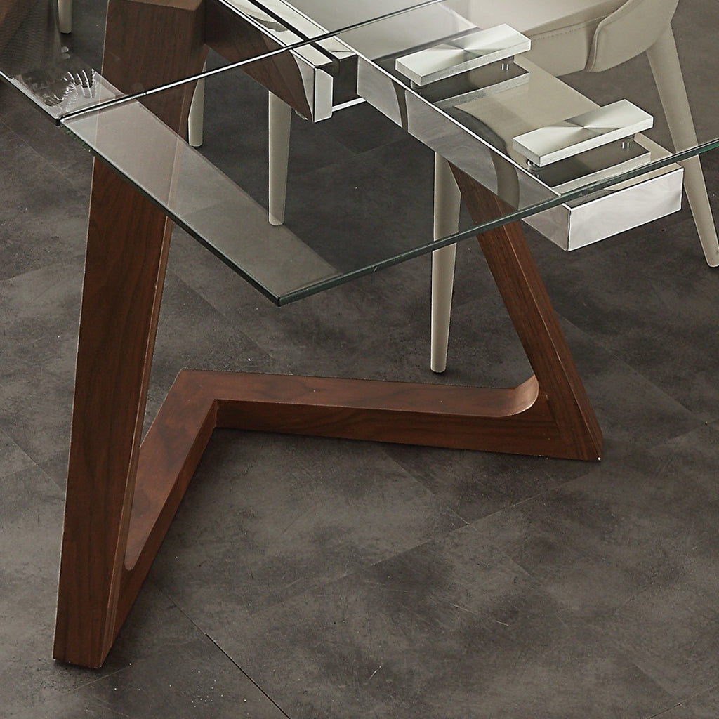 Tavolo allungabile Spoleto in noce acciaio e vetro