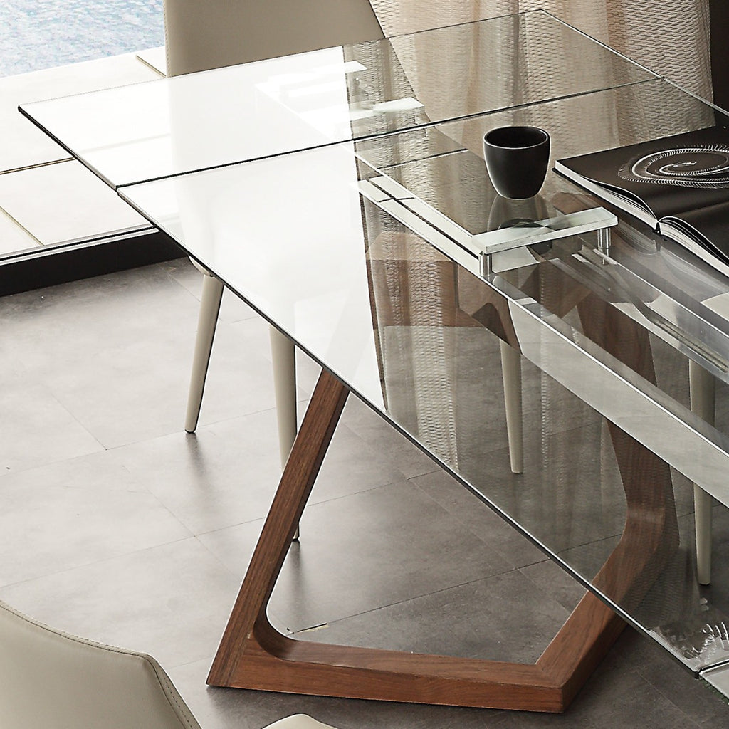 Tavolo allungabile Spoleto in noce acciaio e vetro