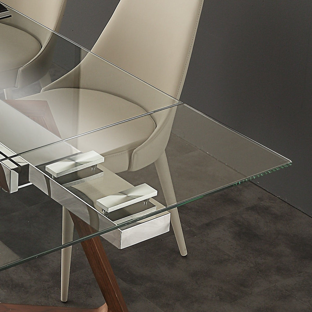 Tavolo allungabile Spoleto in noce acciaio e vetro