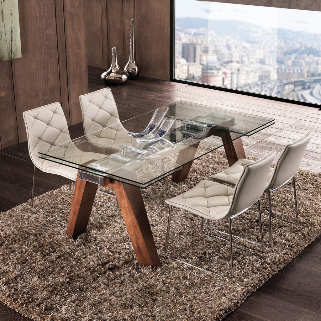 Tavolo da pranzo allungabile Albenga in legno e vetro
