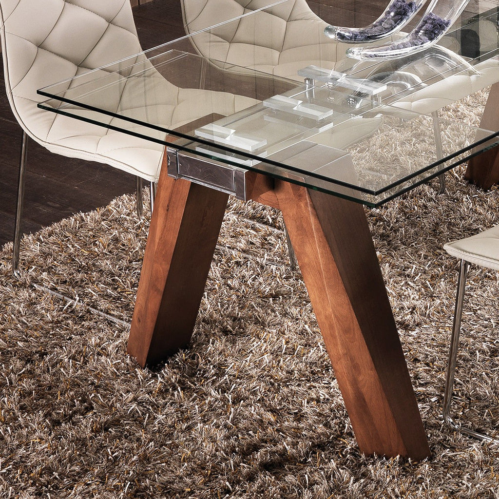 Tavolo da pranzo allungabile Albenga in legno e vetro