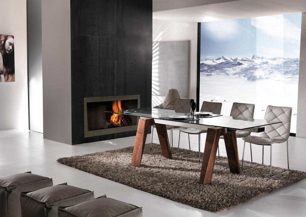 Tavolo da pranzo allungabile Albenga in legno e vetro