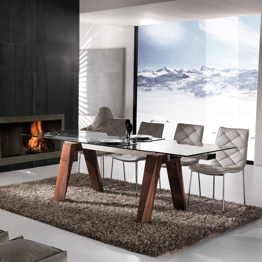 Tavolo da pranzo allungabile Albenga in legno e vetro