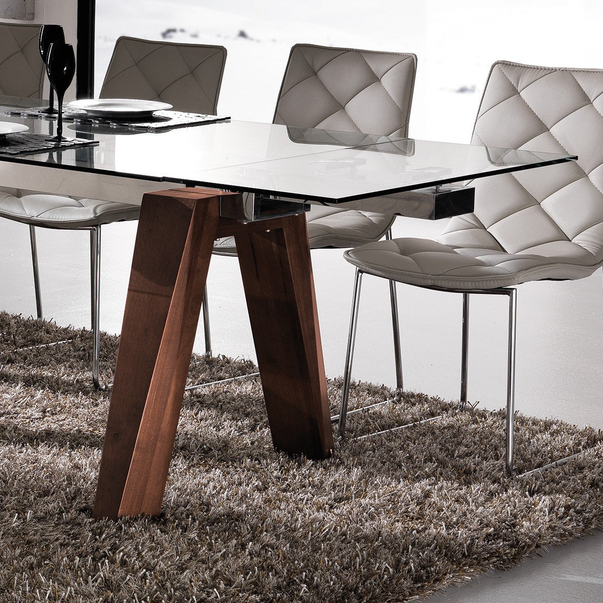 Tavolo da pranzo allungabile Albenga in legno e vetro