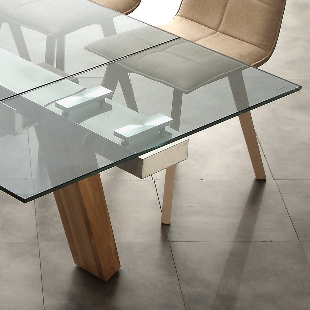 Tavolo da pranzo allungabile Albenga in legno e vetro