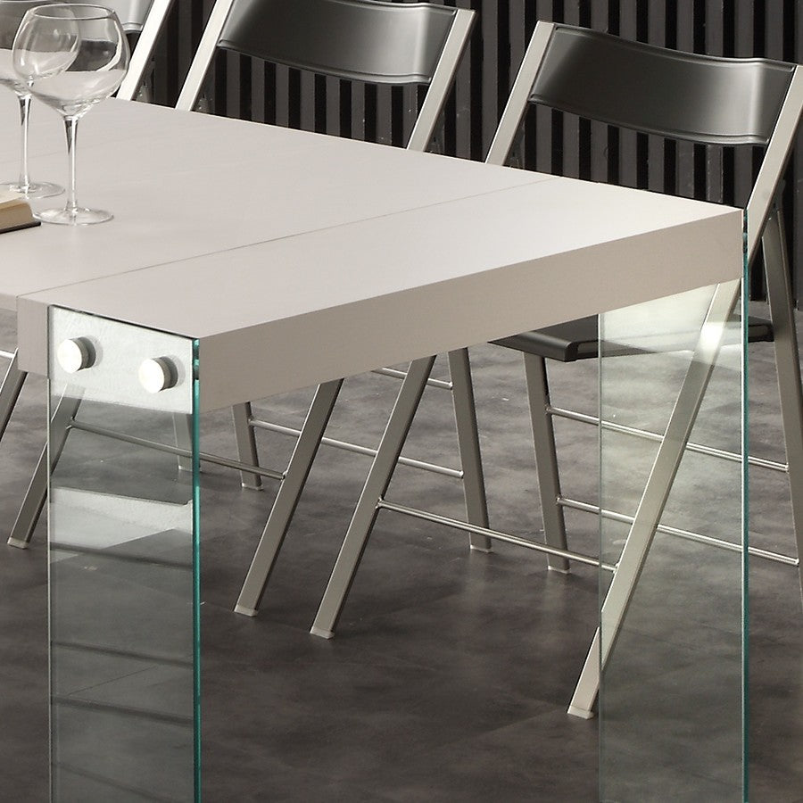 Tavolo consolle allungabile Skim in vetro e legno