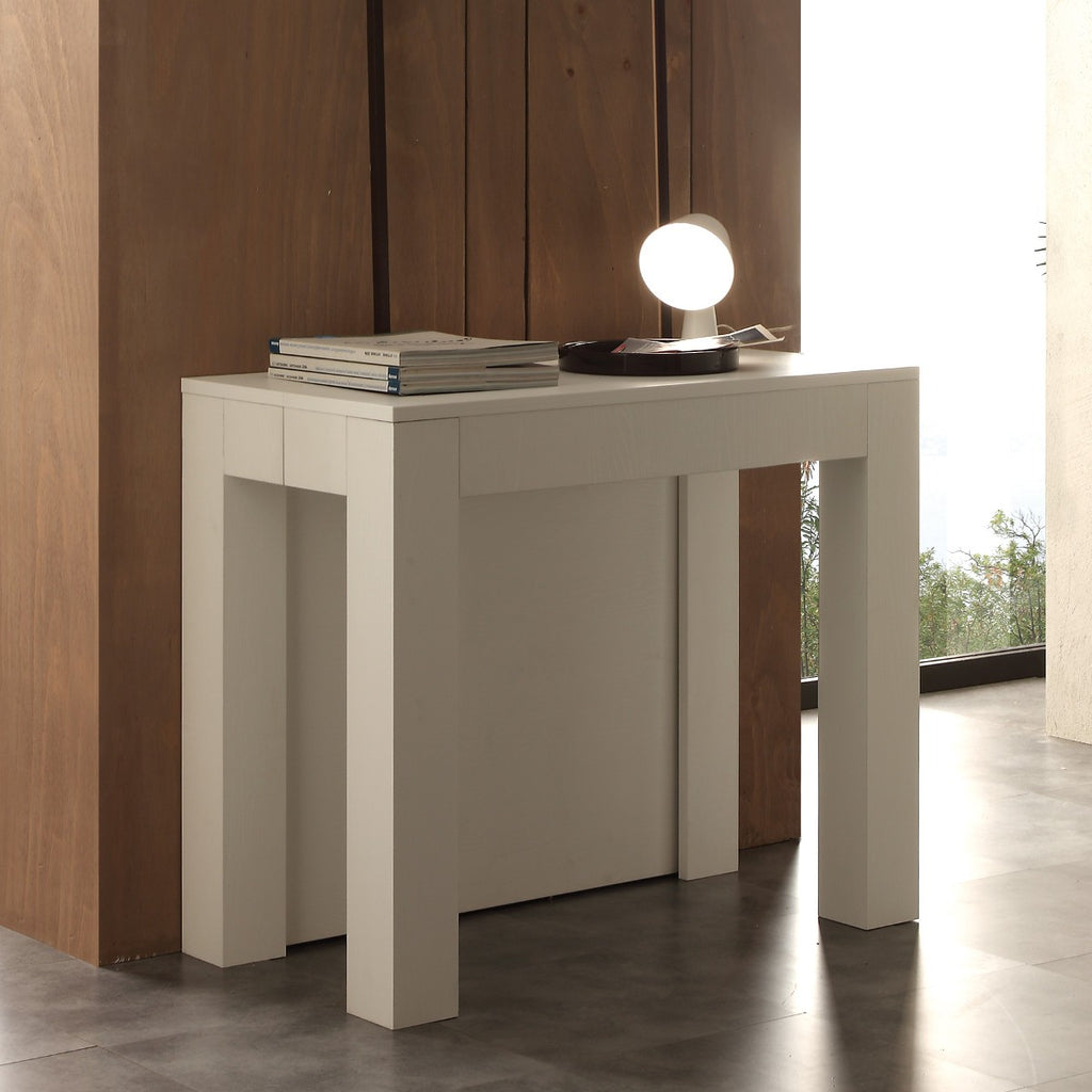 Tavolo consolle allungabile Klement in legno bianco