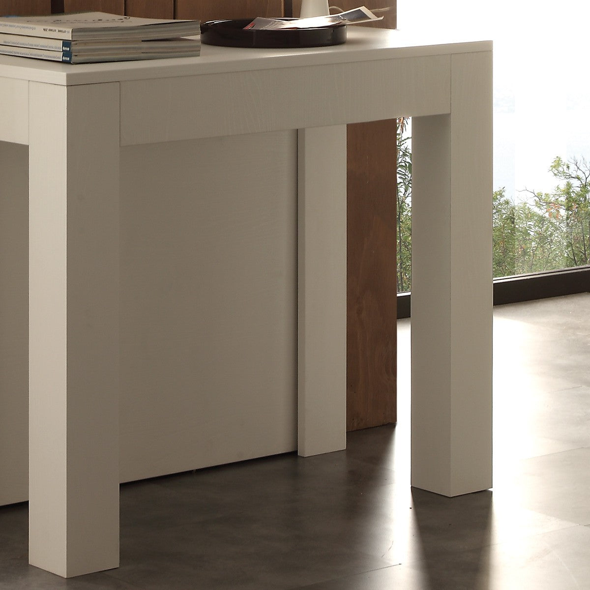 Tavolo consolle allungabile Klement in legno bianco