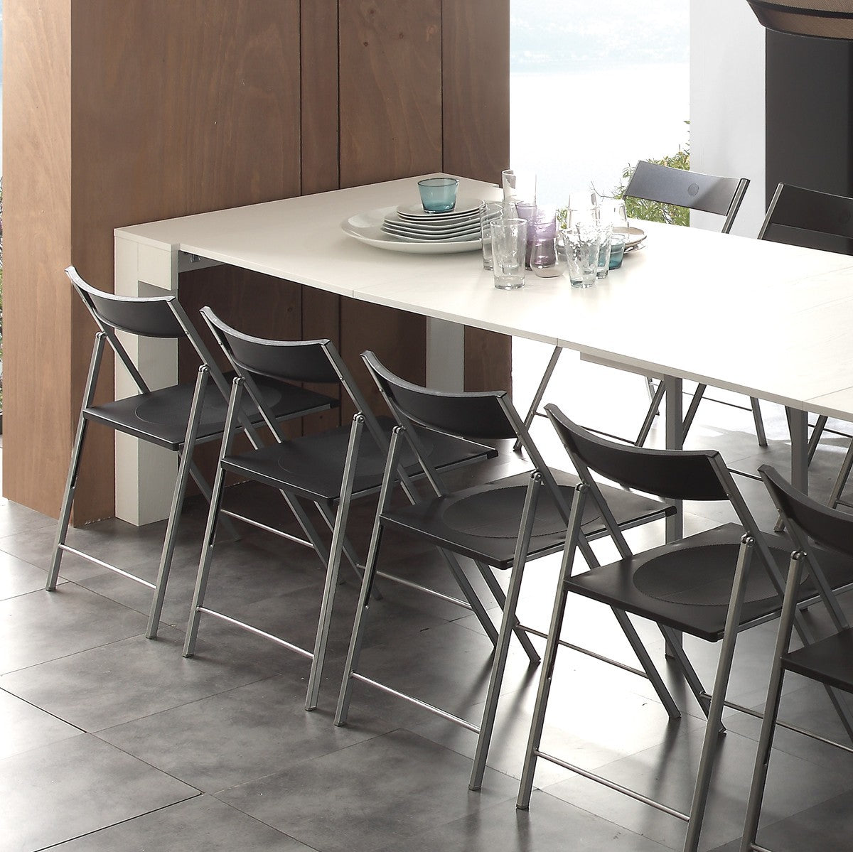 Tavolo consolle allungabile Klement in legno bianco