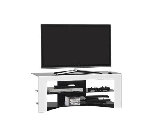 Mobile porta TV design Trix in legno bianco e vetro