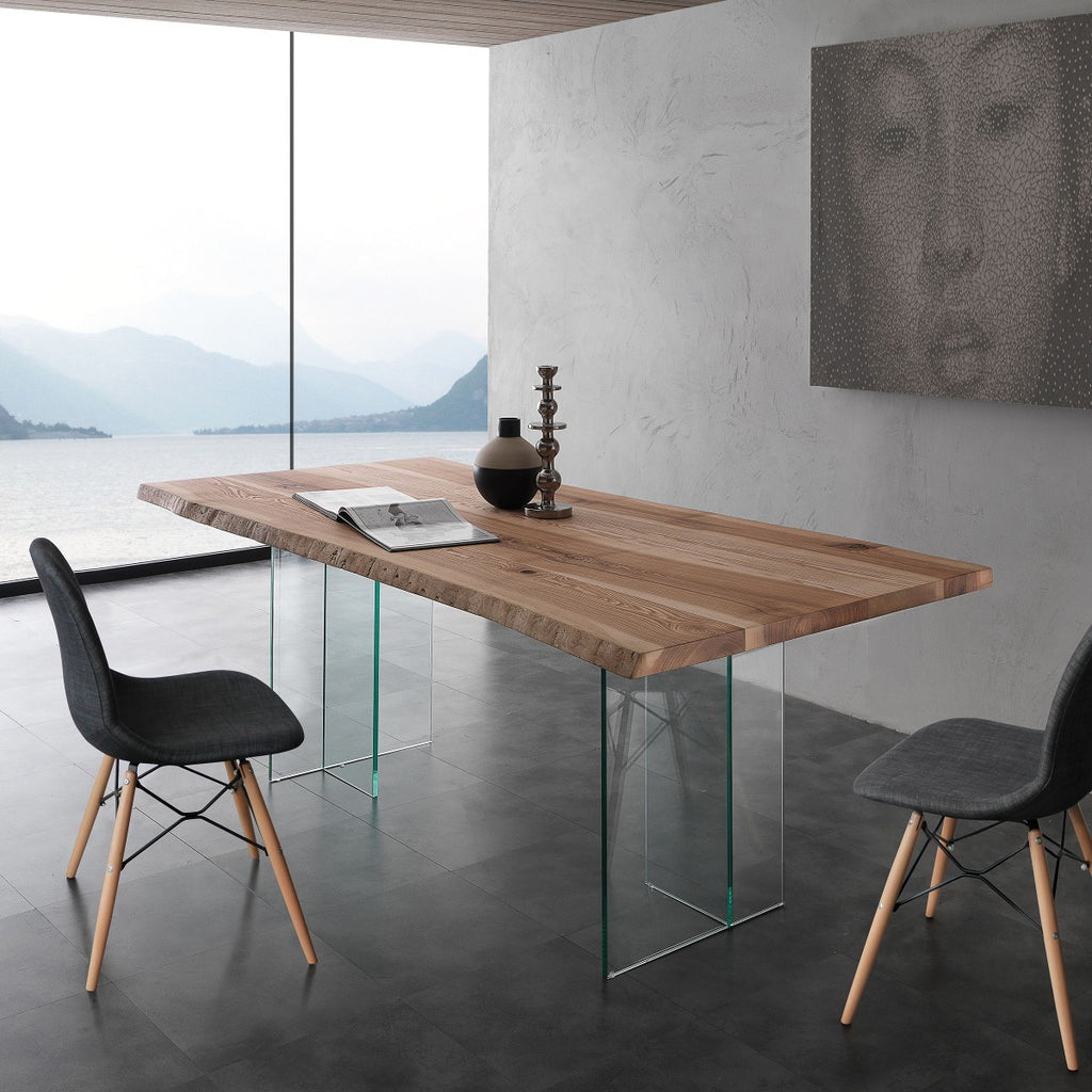 Tavolo da pranzo in vetro e legno massello Learn Glass