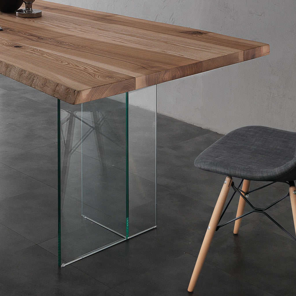 Tavolo da pranzo in vetro e legno massello Learn Glass