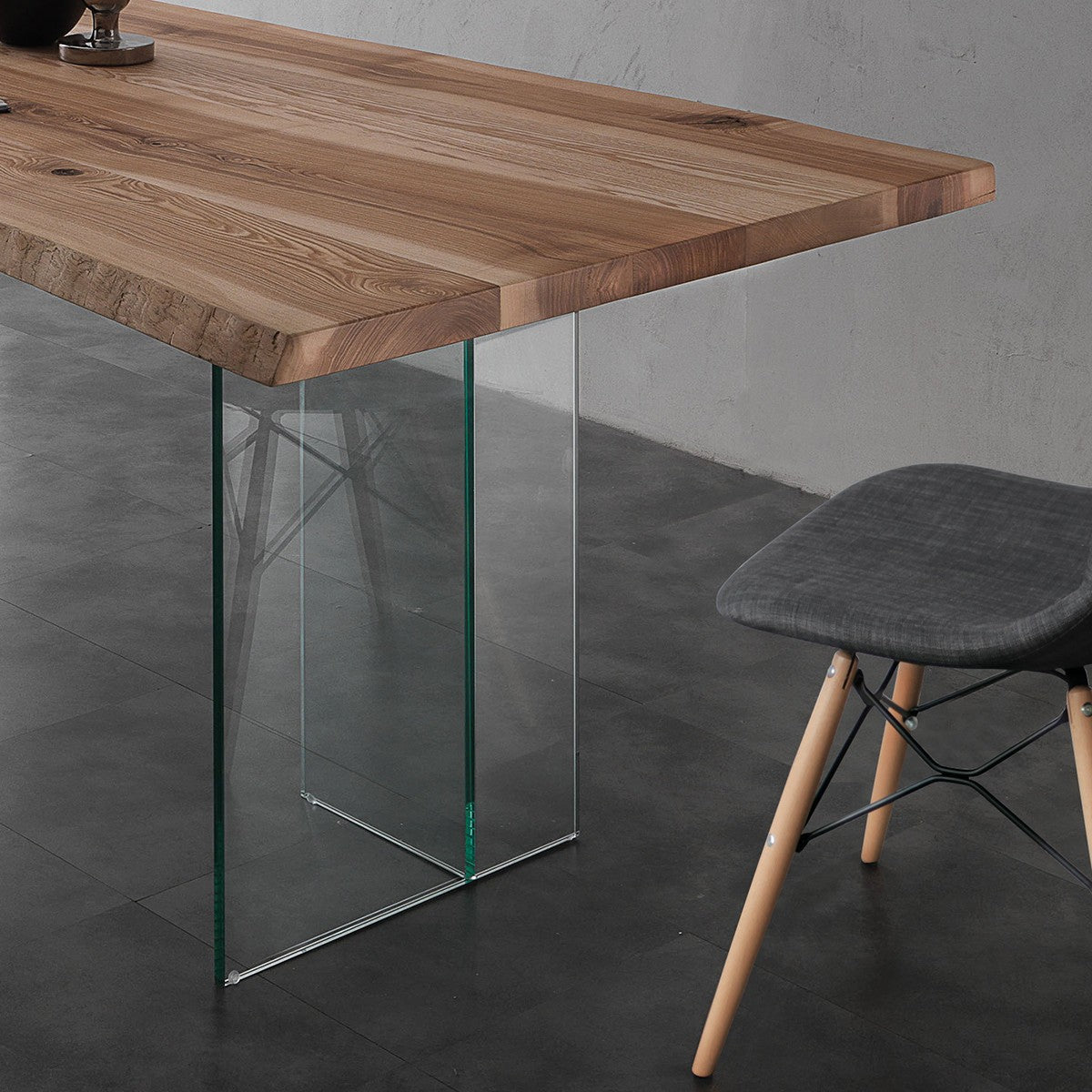 Tavolo da pranzo in vetro e legno massello Learn Glass