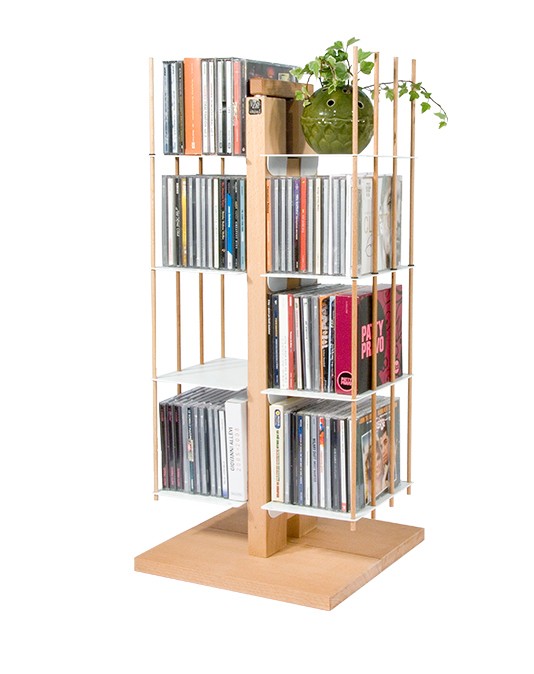 Porta CD a colonna da terra Zia Carmen in legno 100 CD