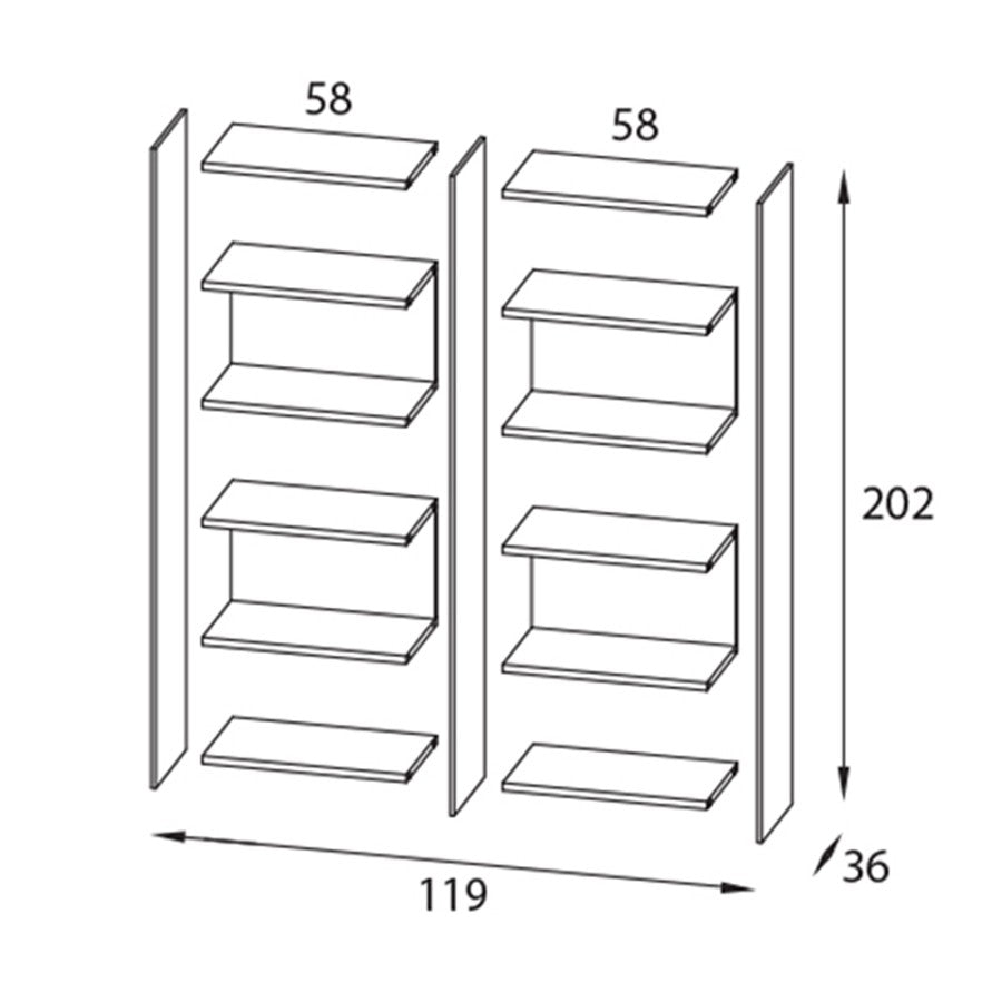 Libreria moderna Tibor5 divisoria in legno e vetro