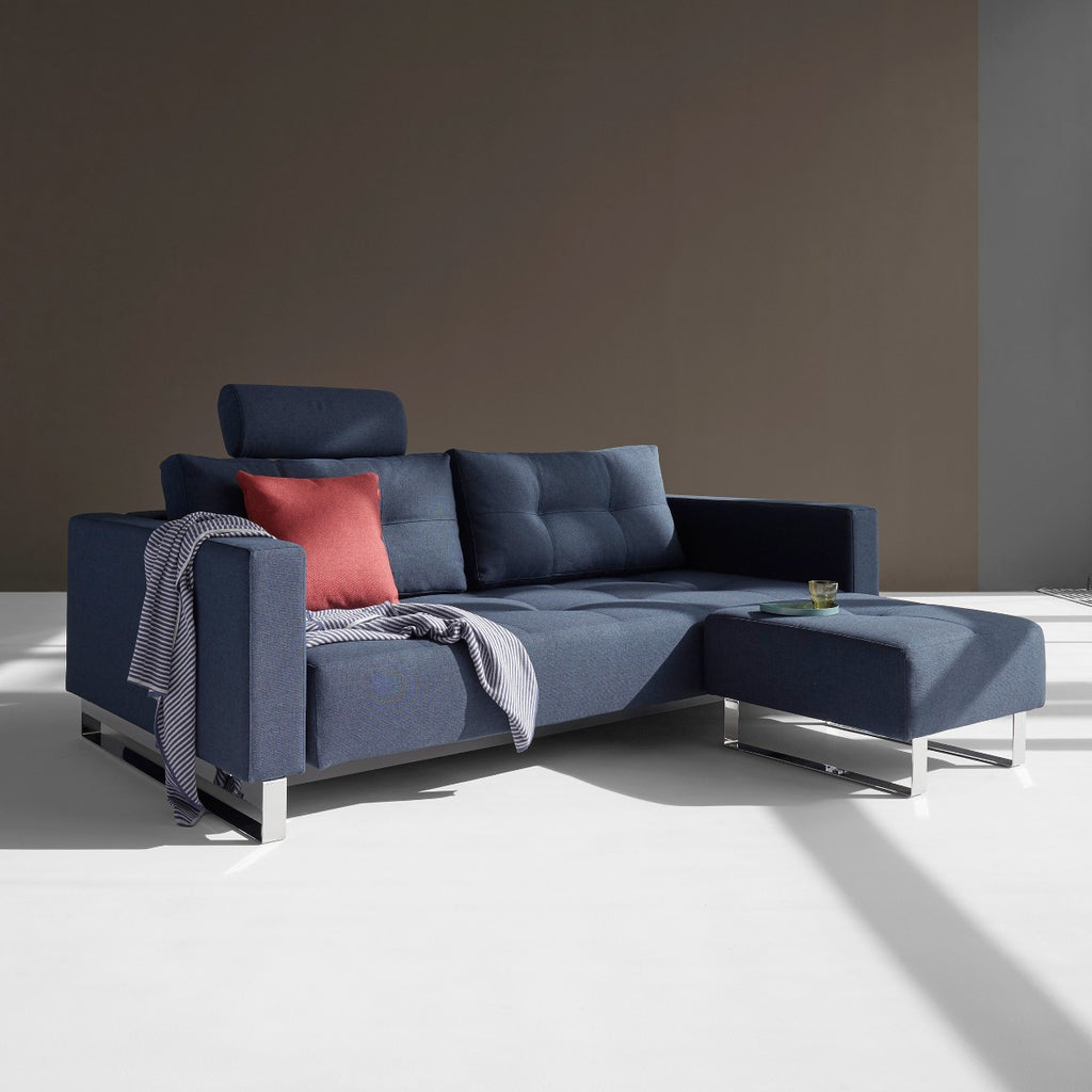 Divano letto matrimoniale con braccioli materasso a molle Cassius