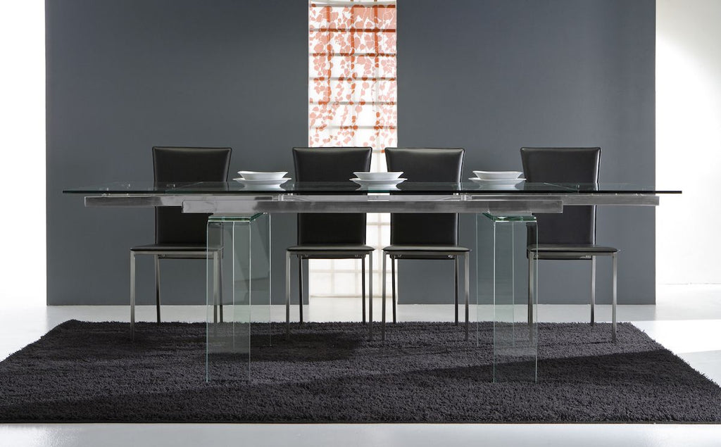 Tavolo allungabile in vetro trasparente Evident