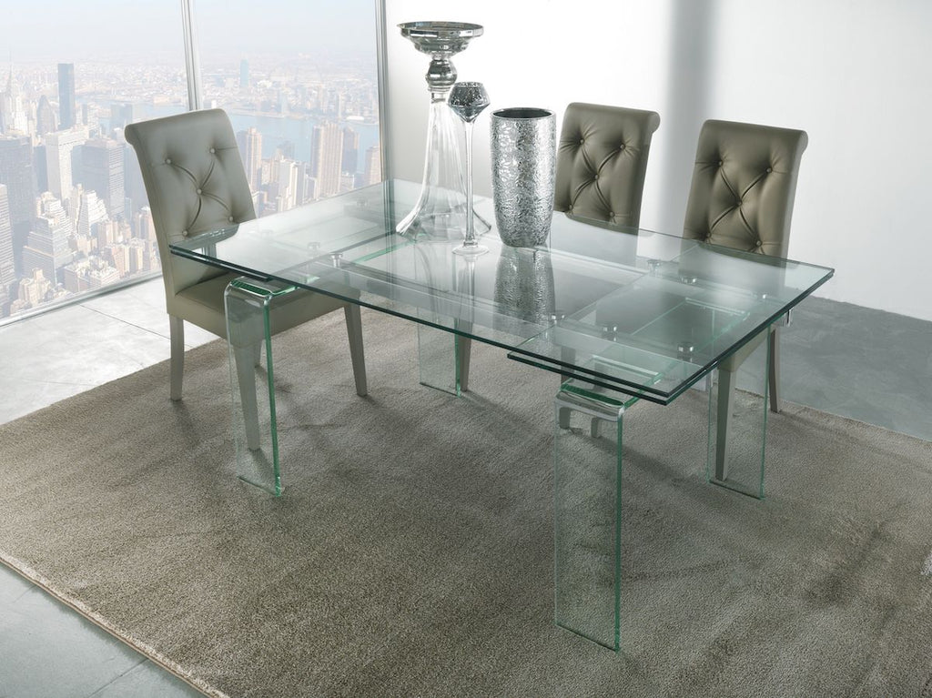 Tavolo allungabile in vetro trasparente Evident