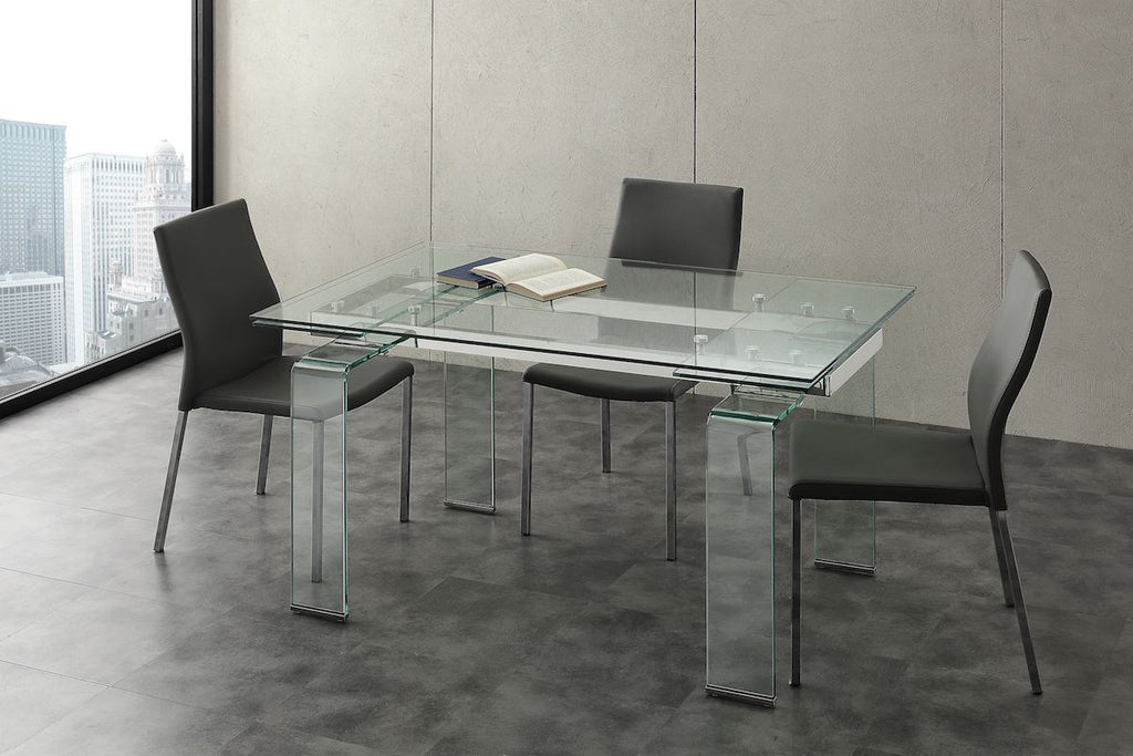 Tavolo allungabile Evident Mini in vetro trasparente