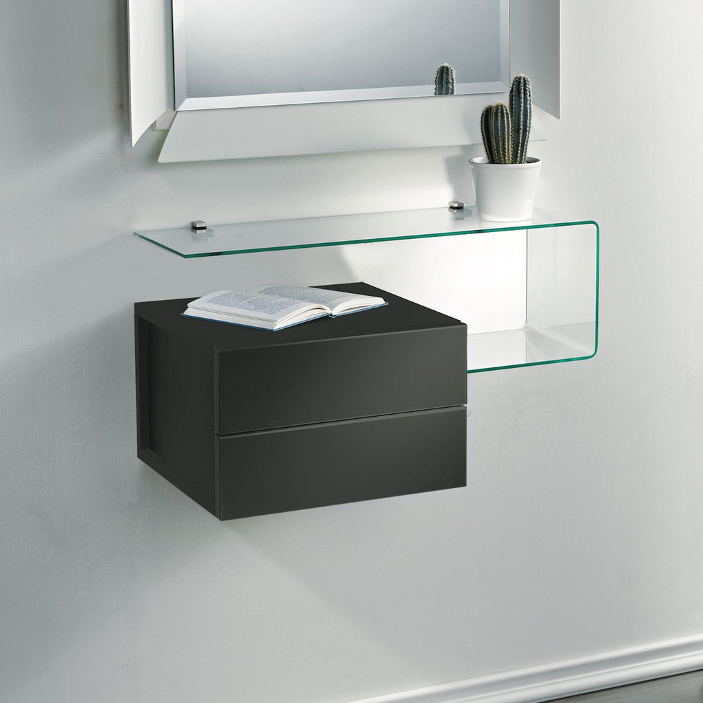 Pensile cassettiera a parete in laminato design moderno Unit