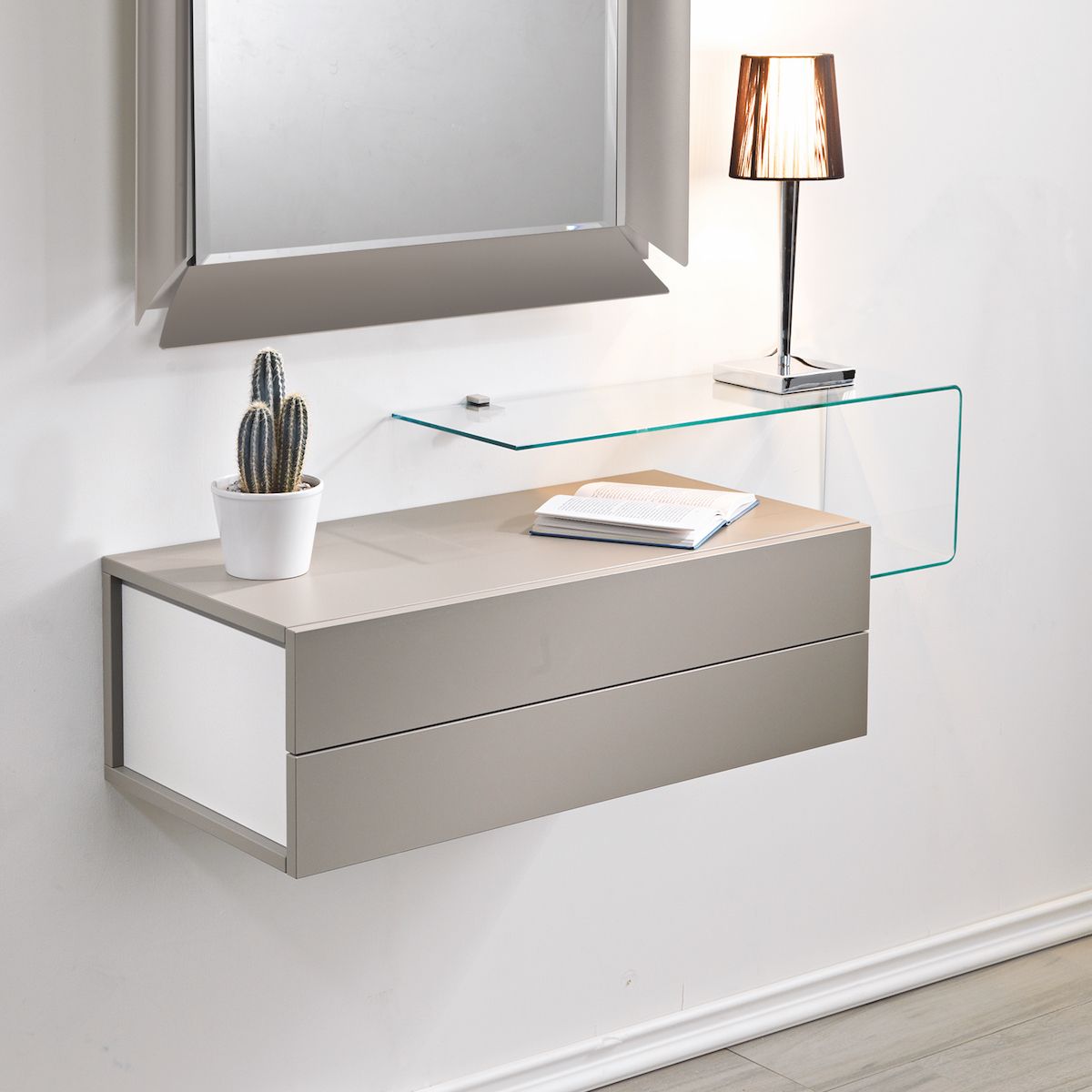 Cassettiera pensile Unit da parete in legno laminato