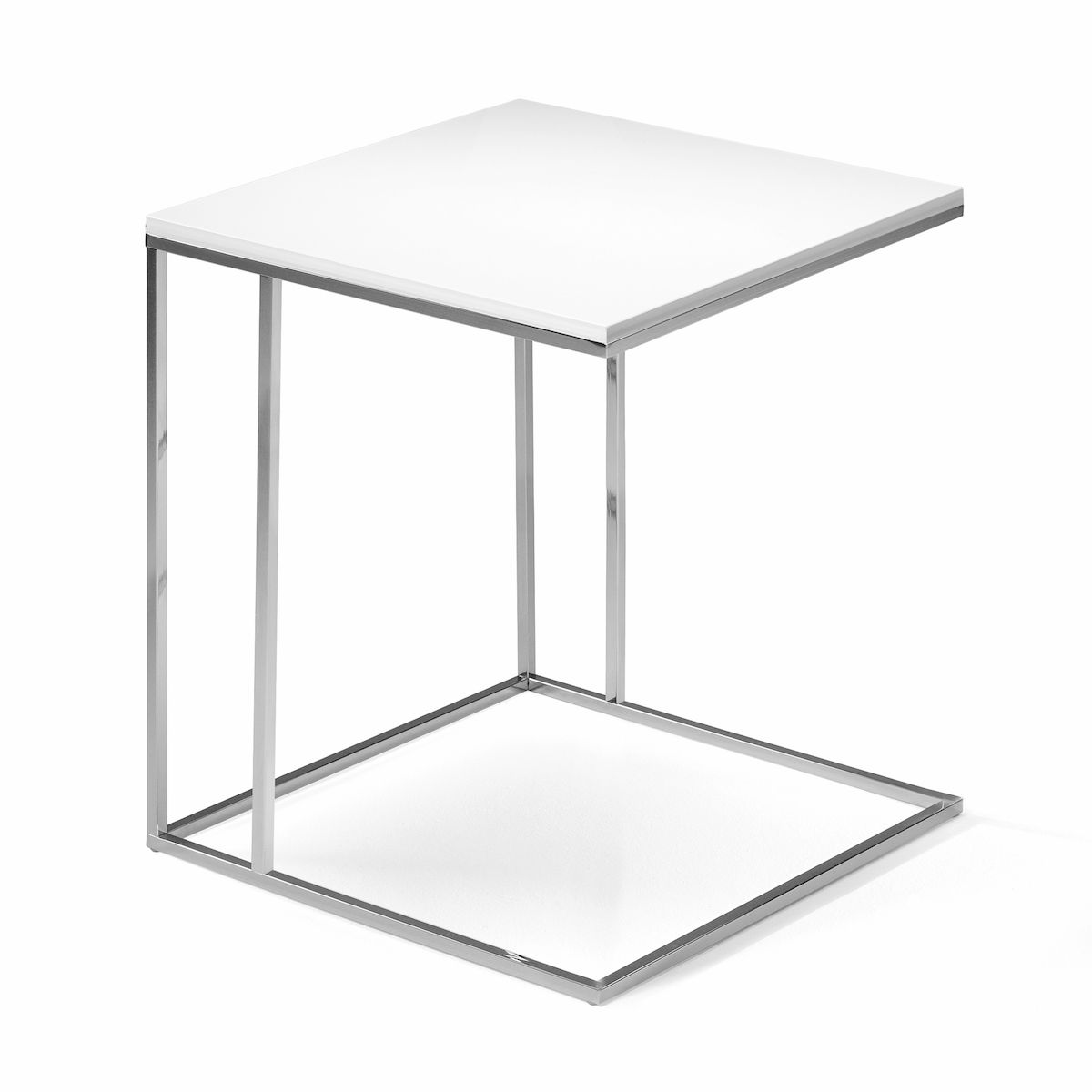 Tavolino da salotto lato divano in acciaio e laminato Polite